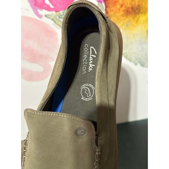 Clarks Collection Flexway Step Flexway Step US 13 Olive Suede Driving  Deck - Picture 4 of 7